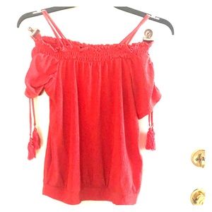 7th Avenue NY & Co cold shoulder shirt in coral